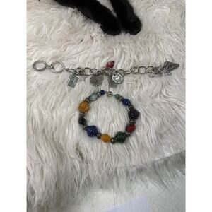 (2) Beautiful Bracelets Army Charm And Beaded